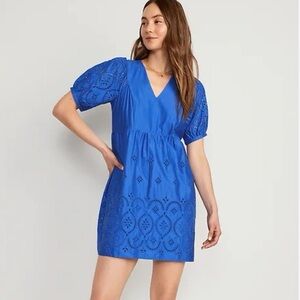 Old Navy Blue Eyelet Mini Dress